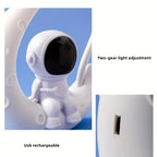 Cute astronaut night light with USB rechargeable port and two-gear brightness adjustment