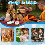 Children using handheld tech toys at picnic, indoor events, outdoor games, and family gatherings