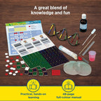 STEM genetics kit with DNA model, experiment tools, charts, and hands-on learning materials