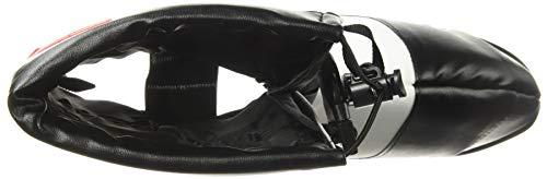 Top view of a black boxing glove with an adjustable strap and secure wrist closure.
