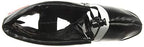 Top view of a black boxing glove with an adjustable strap and secure wrist closure.