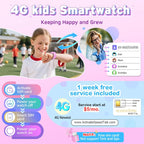 Girl using pink 4G kids smartwatch outdoors, showing calling and contact features, SIM instructions