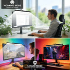 LED monitor light bar with adjustable white and RGB backlighting for work, gaming, entertainment