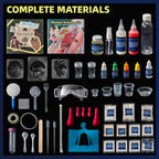 Human science kit with lab tools, experiment supplies, and educational materials for kids STEM learning.