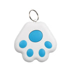 White and blue paw-shaped keychain fidget toy with silicone pop bubbles