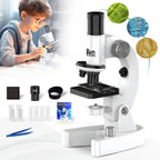 Kids' science microscope kit with accessories and sample slides for STEM learning