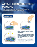 Step-by-step Magnetic UFO science toy instruction manual with illustrations and setup guide