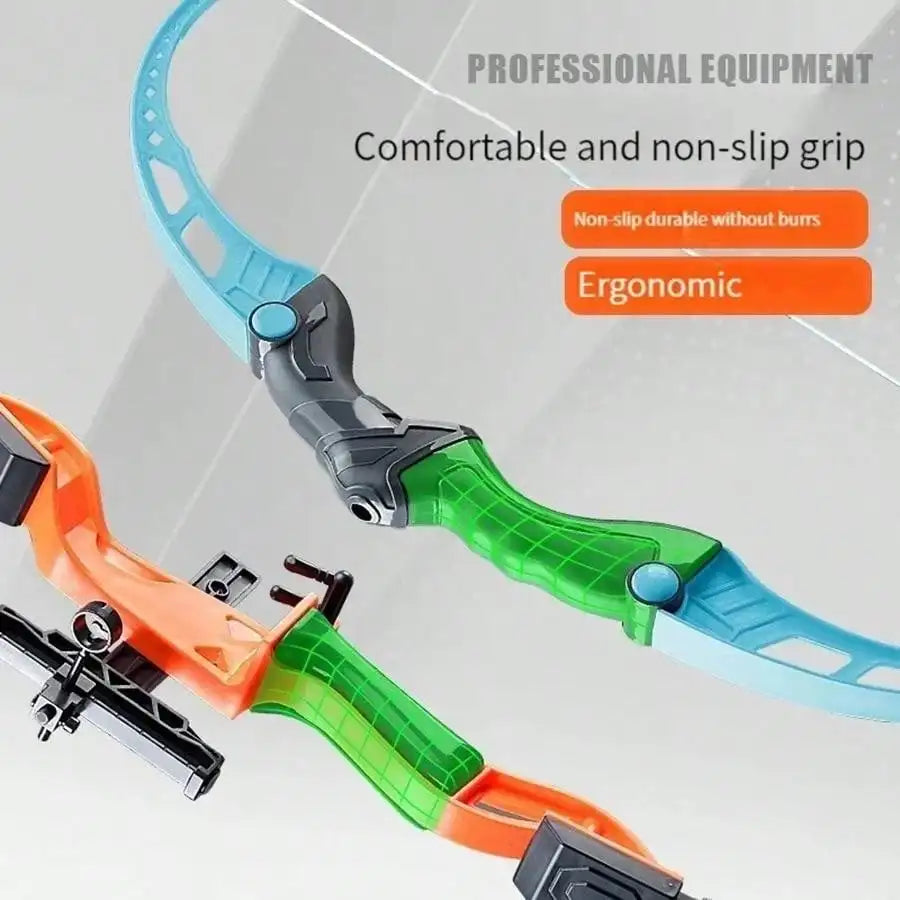 Colorful ergonomic toy archery bows with non-slip grip, tech toy for kids