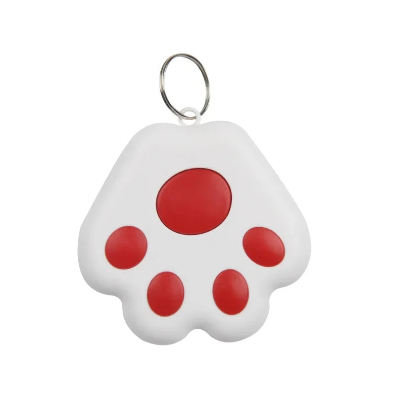 White paw-shaped keychain with red paw prints, novelty toy accessory