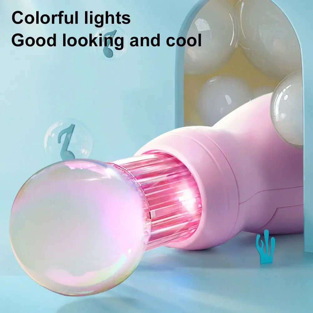 LED bubble maker toy emitting colorful bubbles with vibrant lighting, playful and innovative design