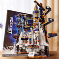 Space rocket building block toy set with launch pad and detailed assembly, STEM educational toy