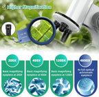 Digital microscope with 4800x magnification, showing detailed leaf cells and bacteria images.