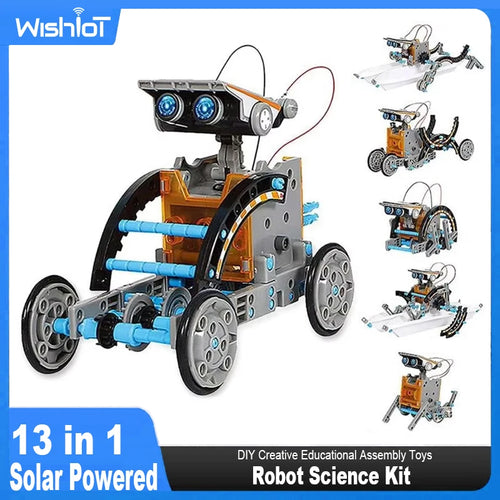 13-in-1 solar powered DIY robot science kit, educational toy with multiple assembly options