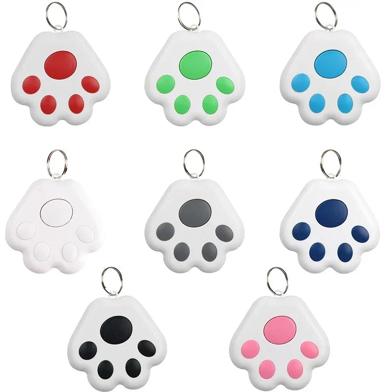 Assorted paw-shaped keychains in various colors, tech accessory for bags or keys.