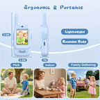 Lightweight ergonomic walkie talkie for kids, rounded design, ideal for park, indoor, and family gatherings.