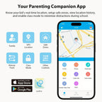 Parenting companion app interface showing kid GPS location, safe zones, and family controls on smartphone.